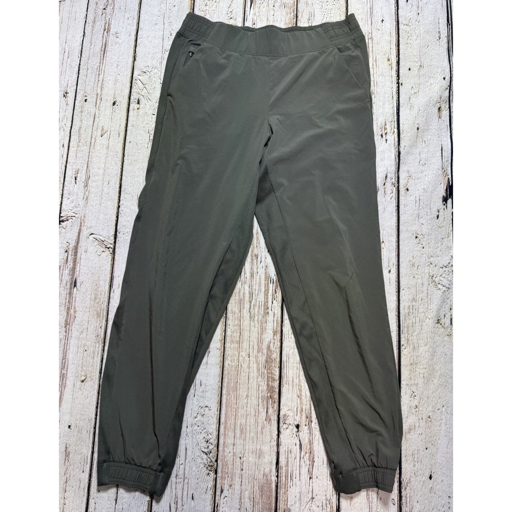Athleta Brooklyn Joggers Pants Women's 10 Olive Green Stash Pocket Nylon Stretch